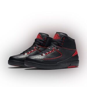 AIR JORDAN II Black and‎ Red High-Top Sneakers, kid’s size 6.5
